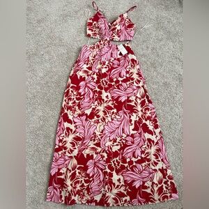 Abercrombie & Fitch Red and Pink Floral Dress NWT
